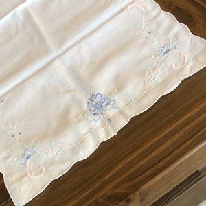 Pastel Embroidered Floral Table Runner